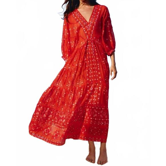 NEW JULIET DUNN v-neck loose maxi dress in mosaic & mirror - Picture 1 of 2